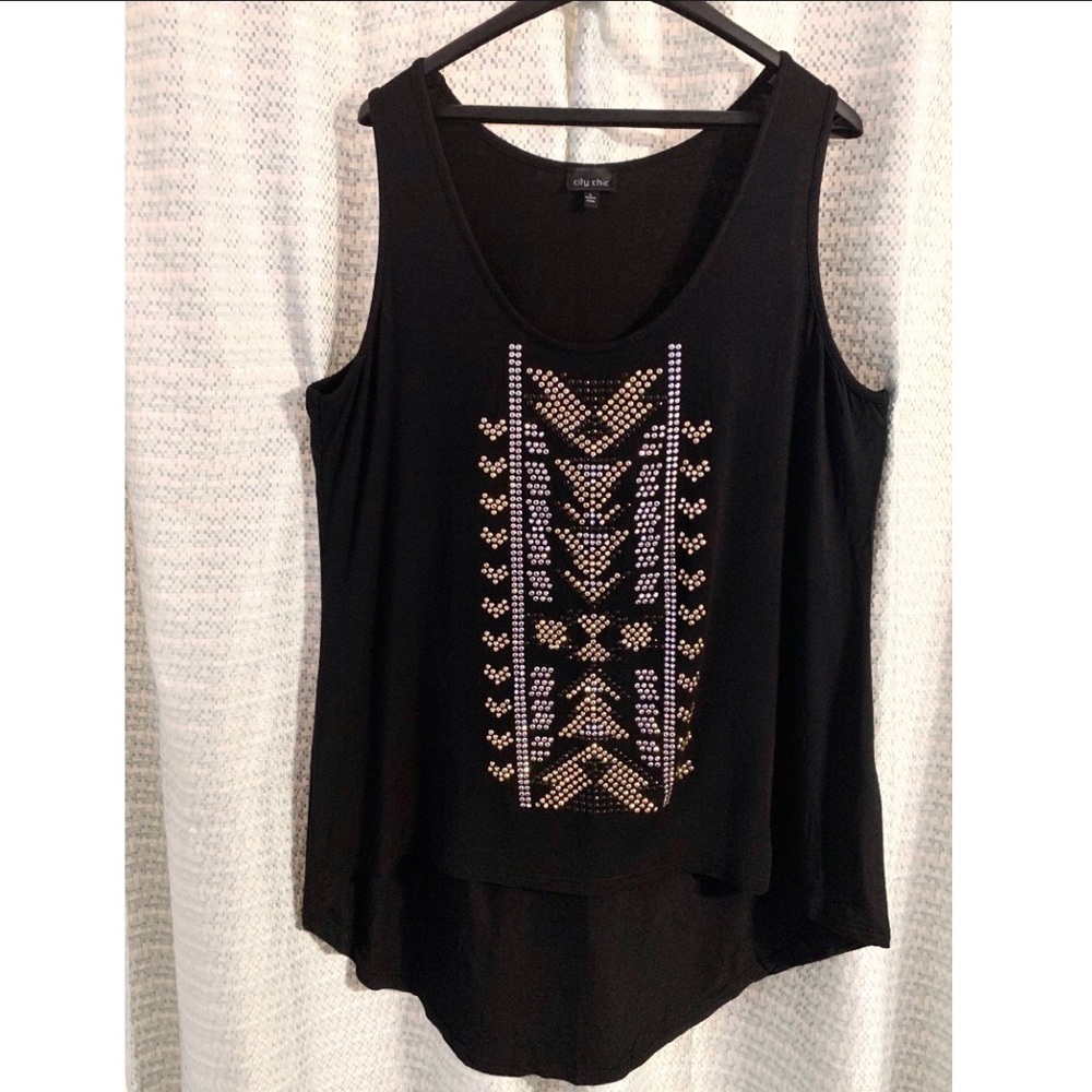 City Chic Mixed Metal Stud Hi-Lo Tank Top Tunic